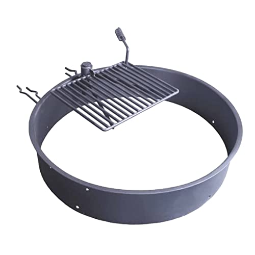 TITAN GREAT OUTDOORS 36in Steel Fire Ring with 155in x 195in Grate Outdoor Cooking Camping