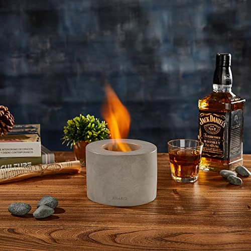 Ararg Tabletop Fire Pit Tabletop Fireplace with Wooden Pad Indoor Outdoor Mini Fire Bowl Portable Concrete Fire Pit Smores Maker Isopropyl Alcohol and Ethanol 51 x 51 x 36 Inches White