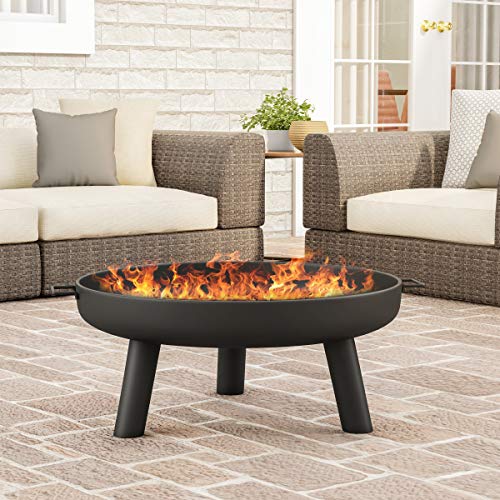 Pure Garden 50LG1200 275 Outdoor Fire PitRaised Steel Bowl for Above Ground Wood BurningSide Handles  Storage Coverfor Patios Backyards  Camping Black