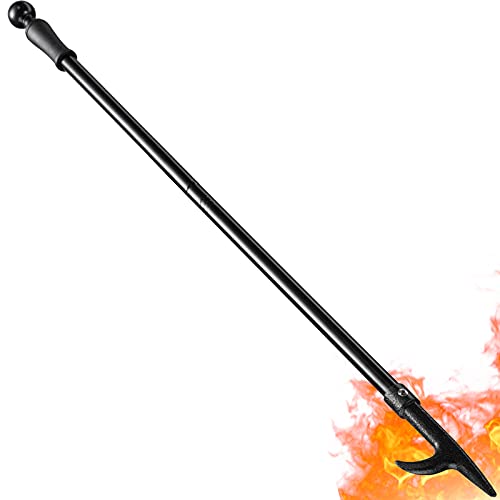 Fire Pit Poker 46 Inch Extra Long Outdoor Fire Poker for Fireplace Fire Pit Campfire Wood Stove and Indoor Use Heavy Duty Wrought Steel Campfire Poker Tool RustResistant Black Finish