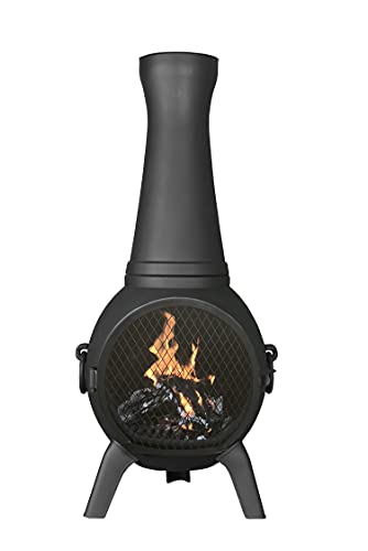 The Blue Rooster Co Prairie FIRE Outdoor Wood Burning 44 Chiminea Fireplace Rust Free Cast Aluminum Deck or Patio Firepit