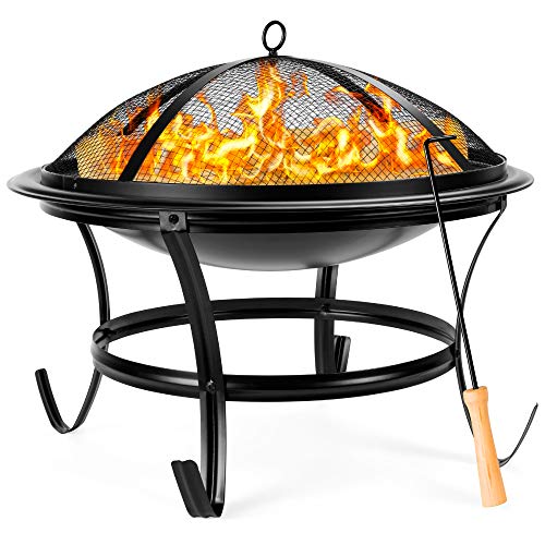 Best Choice Products 22inch Outdoor Patio Steel Fire Pit Bowl BBQ Grill for Backyard Camping Picnic Bonfire Garden wSpark Screen Cover Log Grate Poker