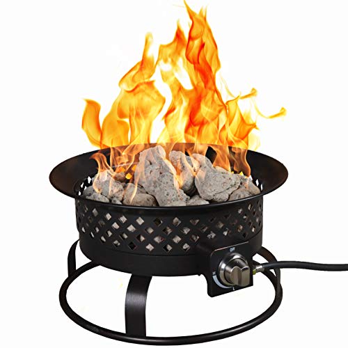 Bond Manufacturing 67836 54000 BTU Aurora Camping Backyard Tailgating Hunting and Patio Locking Lid  Carry Handle Portable Steel Propane Gas Fire Pit Outdoor Firebowl 185 Bronze
