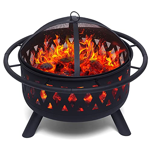 CGVOVOT Fire Pits  Outdoor Fireplaces Fire Pits for Outside Patio Bonfire Grill Poker Spark Screen Round