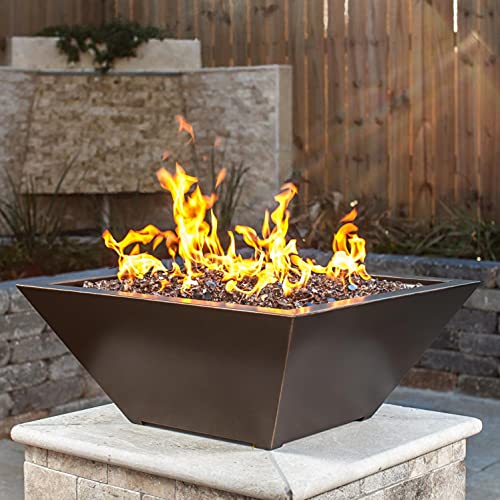 BBQGuys Signature Westfalen 18Inch Square HighRise Natural Gas Column Fire Bowl  Oil Rubbed Bronze