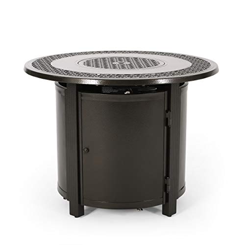 Christopher Knight Home 312973 Richard Outdoor Round Aluminum Fire Pit Hammered Bronze