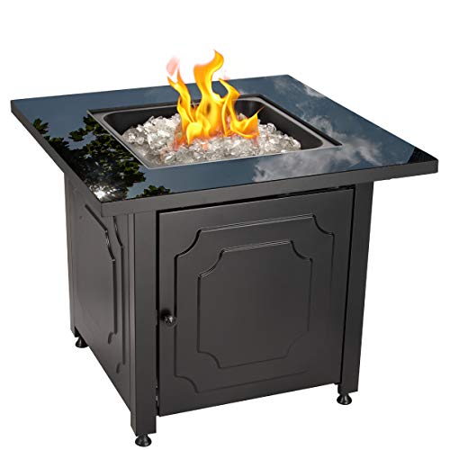 Endless Summer 30 Outdoor Propane Gas Black Glass Top Fire Pit (White Fire Glass)