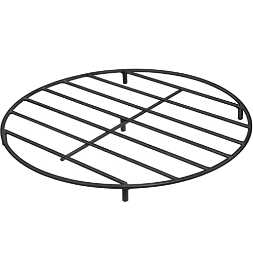 Fire Pit Grate Heavy Duty Iron Round Firewood Grate Cooking Grill Grates with 4 Removable Legs for Burning Fireplace and Firepits BBQ Campfire Camping Cookware 19Inch