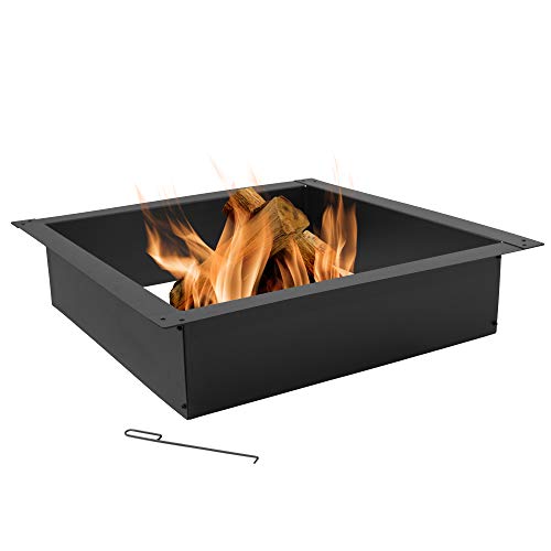 Sunnydaze Fire Pit Ring  Outdoor Large Square Insert  DIY Firepit Rim Liner  Above or InGround  HeavyDuty 20mm Steel  42Inch Square Outside x 36Inch Square Inside Dimensions