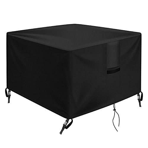 Hermoon Square Fire Pit Cover Durable Outdoor Patio Fire Pit Covers Square Waterproof and Dustproof 420D Heavy Duty Fireplace Cover for Outdoor Propane Fire Pit 30x30x25 inches Black