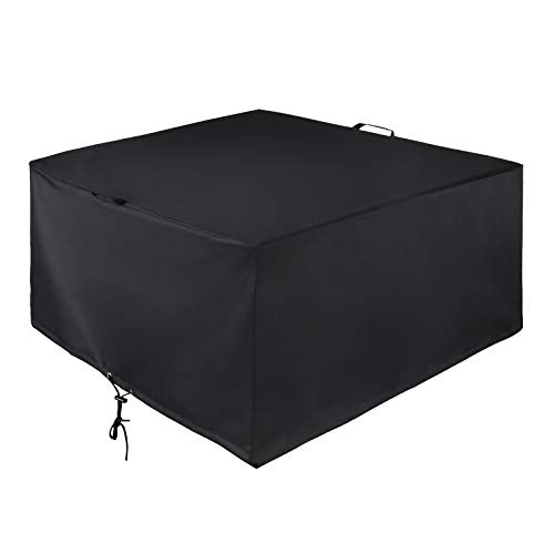 Unicook Square Fire Pit Cover 38 Inch Heavy Duty Waterproof Fire Table Cover Outdoor Firepit Cover with Drawstring and Handles Fade Resistant Material All Weather Protection Black