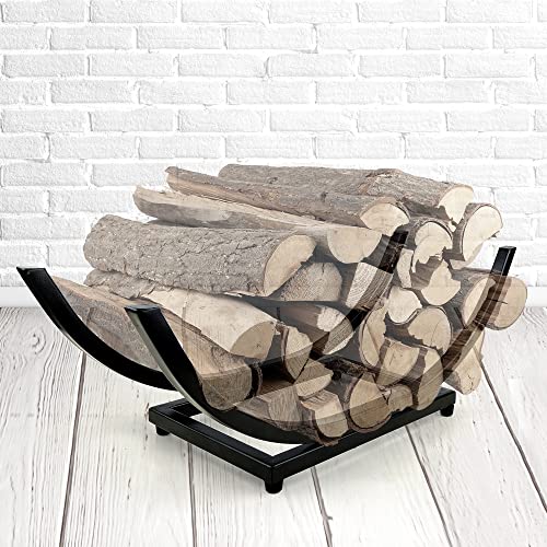 Curved Firewood Rack （22InchBlack） Heavy Duty Small Firewood Holder for Fireplace，IndoorOutdoor Log Rack Wood Holder
