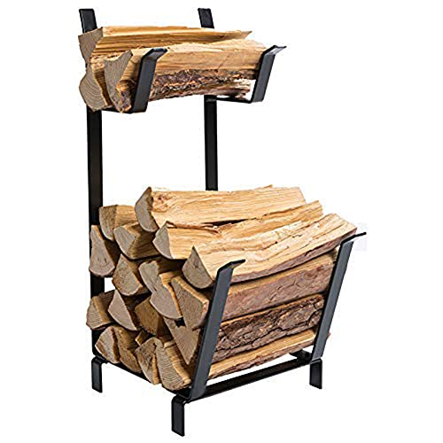 DOEWORKS 27 Inches Two Tier Practical IndoorOutdoor Firewood Log Rack Bin Black