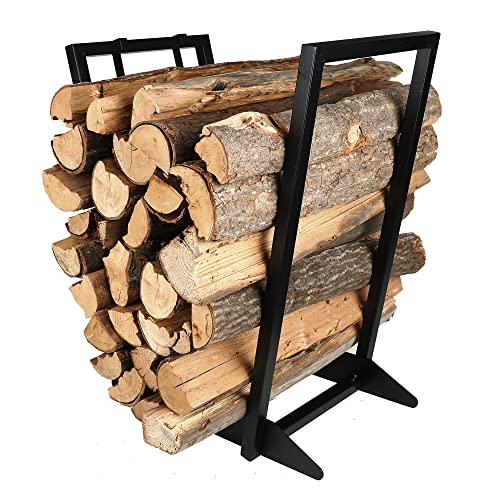 Firewood Rack Indoor (22InchVShape) Outdoor Fireplace Firewood Holder with Side Kindling Rack，Assemblable Log Rack Wood Holder