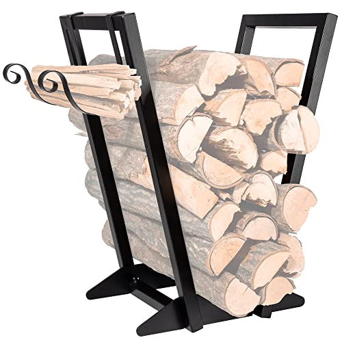 Firewood Rack Indoor丨 Fireplace Firewood Holder Storage with Kindling Rack Heavy Duty Outdoor Log Rack