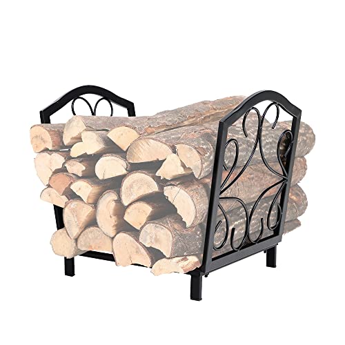 PHI VILLA 17 Inch Small Decorative IndoorOutdoor Firewood Racks Steel Wood Storage Log Rack Holder