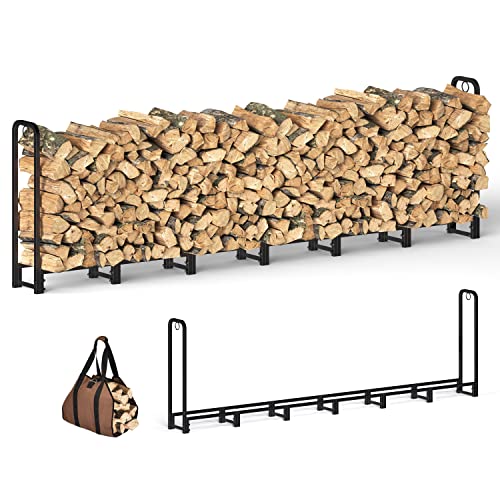 SunyesH Firewood Rack Outdoor 786in  Heavy Duty Adjustable Log Rack Indoor Holder Upgraded Fire Wood Racks Storage Organizer Metal Stand Inside Tool for Fireplace Firewood Carrier Included Black