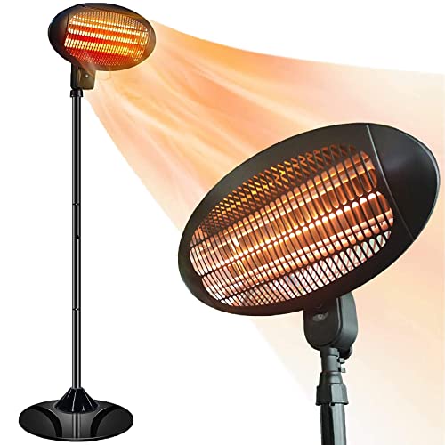 Electric Outdoor Indoor Heater  Halogen Patio Heater Waterproof Space Heater with 3 Power Levels for Patio 50010001500W Courtyard Garage Use Overheat Protection TipOver Shut Off