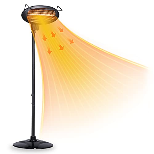 Outdoor Electric Heater  1500W Patio Heater 3 Power Level Heater for Outdoor  Indoor Tipover  Overheat Protection Waterproof for Courtyard  Garage Freestanding Height  Angel Adjustable