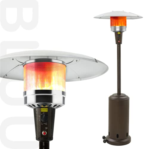 Bluu Patio Heater with Wheels  48000 BTU Outdoor Propane Heater  Gas Heater  Piezo Ignition System  Adjustable  Hammered Bronze