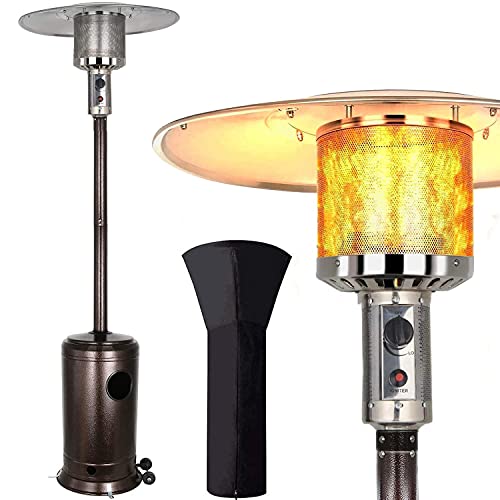 EPROSMIN 48000 Btu Outdoor Patio Heater  Outdoor Heaters for Patio Propane Commercial Bronze Stainless Steel Floorstanding Outdoor Heater with Wheel and Cover for Garden WeddingPartyChristmasRestaurant