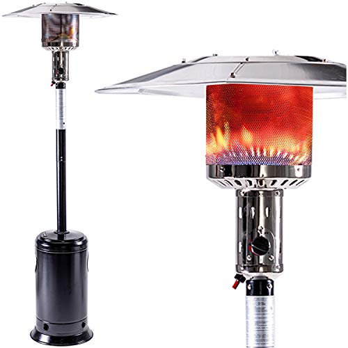 LEGACY HEATING 88inch standing heaters outdoor with wheels  stainless steel burne Gas Propane Patio Heater for outdoor garden use Hammered Black 47000BTU Powder Coated Finish