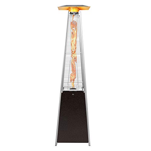 Patiomore Outdoor Propane Heater Tall Standing Patio Pyramid Heater wWheels 41000 BTU Hammered Bronze