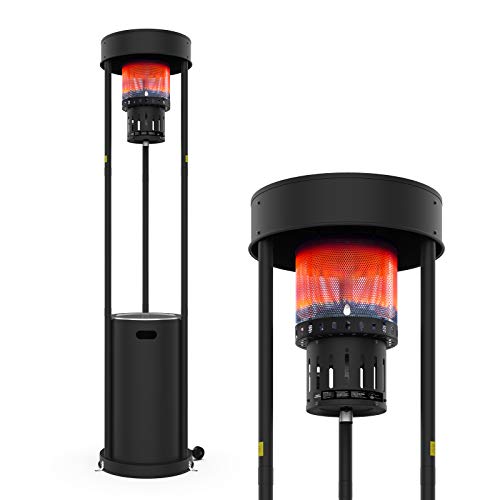 Terra Hiker 55000 BTUs Outdoor Patio Heater Commercial Gas Heater Standing Garden Heater with Wheels for Restaurant Bar BBQ 15Minute Assembly (Dark Black)