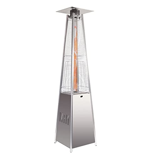Fodinghill Propane Heater48000 Btu Pyramid Patio HeaterOutdoor Heater Quartz Glass Tube for Outdoor UseW Wheels  Stainless Steel (CE and ETL Certified) (pyramid)