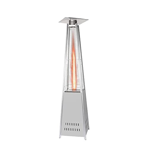 Wareka Patio Propane Heater for Outdoor Use 42000 BTU Pyramid Quartz Glass Tube Patio Heater with Wheel