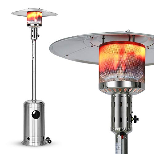 Legacy Heating 48000 BTU Outdoor Propane Patio Heater Tainless Steel Outside Space Gas Heater with Wheels Standing Patio Floor Air Heater for Commercial Residential Garden Porch Party Deck