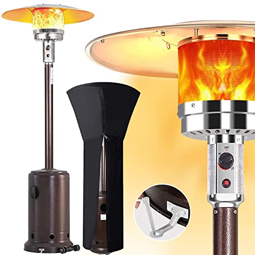Outdoor Patio Heater Propane Heater  48000 BTU Rapid Heating Outdoor Heaters Floor Standing Patio Heaters with Portable Wheels and Cover Outdoor Gas Heater for Commercial Residential