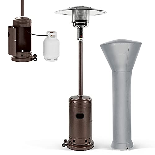 PAMAPIC Patio Heater 48000 BTU Commercial Propane Outdoor Heater  88 Inches Tall Standing Patio Heater With Cover Bronze