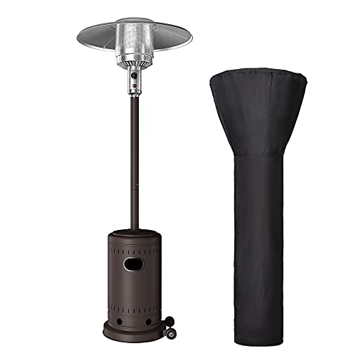 Pamapic Patio Heater with Cover 46000 BTU Propane Patio Outdoor heater with Wheels for CommercialBronze