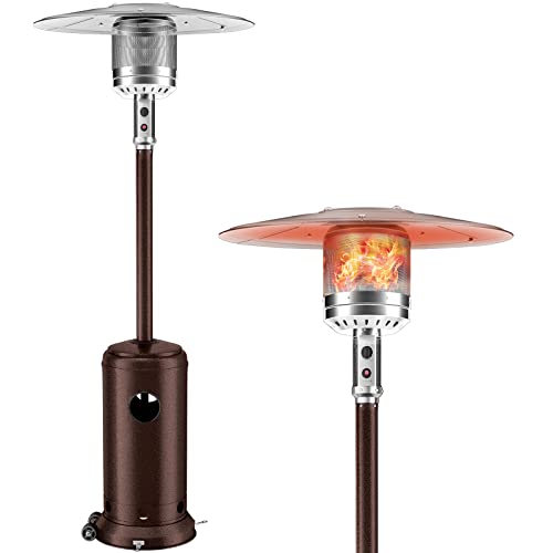 Patio Heater Propane Gas 48000 BTU by DAILYLIFE Outdoor Standing Heating Lamp Tower Garden Backyard Veranda Porch Party Commercial  Residential Use with Simple Ignition System Wheels Bronze Finish