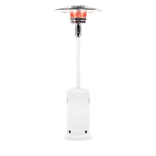 Briza Propane Heater  Outdoor Heater for Patios  48000 BTUs  Rolling Wheels for Easy Mobility (White)