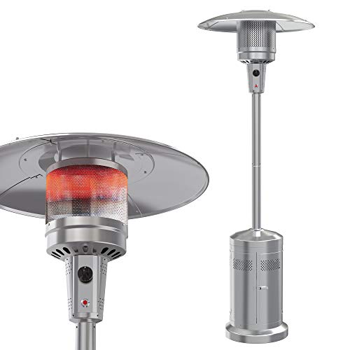 Leisure Stay Gas Patio Heater with Wheels，48000 BTU of Outdoor heaters for Patio Propane for Commercial and Household Use，Stainless Steel Outdoor Propane Heaterfor Outdoor use