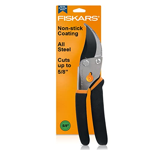 Fiskars Gardening Tools Bypass Pruning Shears Sharp Precisionground Steel Blade 55 Plant Clippers (91095935J)