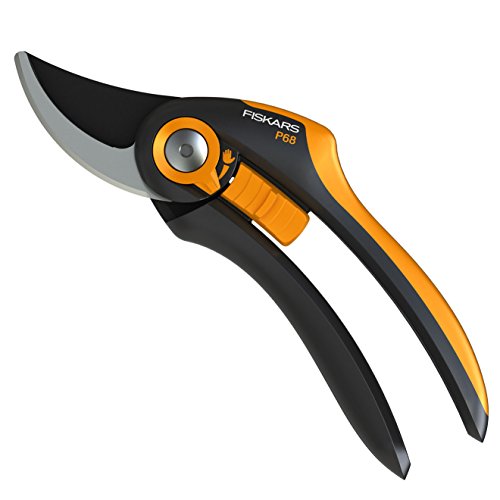 Fiskars SmartFit Pruner Bypass P68 Cutting Diameter Adjustable Up to 24 cm Steel Blades with Nonstick CoatingFiberglass ReinForced Plastic Handles Length20 cm BlackOrange 1001424