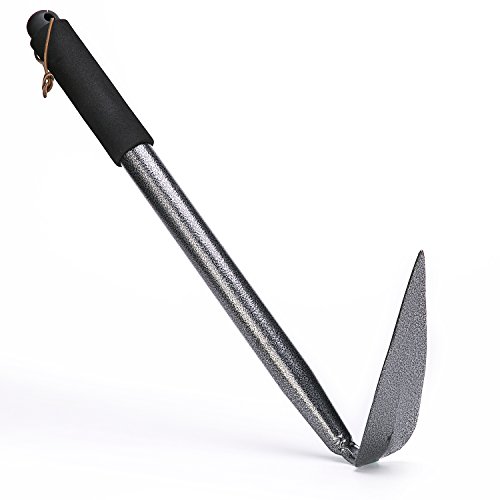 Sungmor Garden Tool Manual Forged Steel 18 x 8 Hand Hoe Weeding Tool Long Handle Pointed Cultivator with Soft Sponge Grip