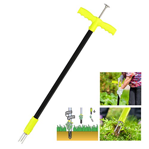 ORIENTOOLS Weed Puller Tool Garden Stand Up Weeder with 3 Claws for Dandelion Steel Twist Hand Weed Root Pulling Tool and Grabber Picker 366Inch