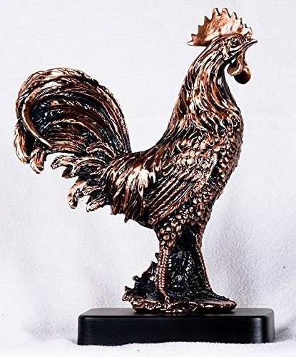 115 Inch Copper Rooster Stands Displaying Tail Feathers Statue Decor