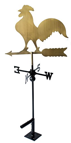 Classic 32&quot Tall Metal Copper Color Rooster Weathervane With Adjustable Roof Mounthellip