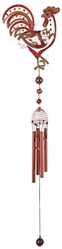 Stealstreet Ss-g-99270 Wind Chime Copper And Gem Rooster Garden Decoration Hanging Porch Decor