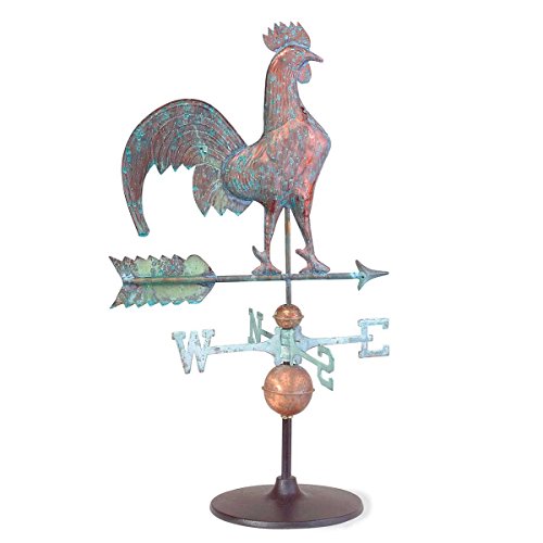 Weathervane Verdigris Copper Rooster On Garden Base  Renovators Supply