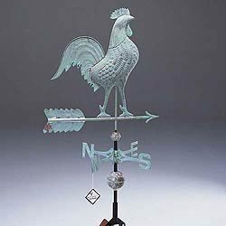 Whitehall Products Copper Rooster Weathervane Verdigris
