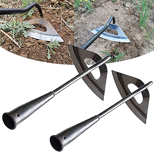 2Pcs Gardening Hand Tools Hoe Durable AllSteel Hardened Hollow Hoe Sharp Garden Edger WeederHoe Garden Tool Hand Shovel Weed Puller Accessories for Backyard Weeding Loosening Farm Planting