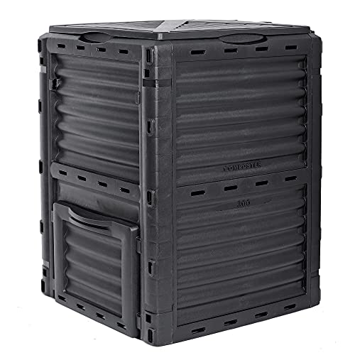 F2C Garden Compost Bin from BPA Free Material 80 Gallon(300 L) Large Compost Bin Aerating Outdoor Compost Box Easy Assembling Lightweight Fast Creation of Fertile Soil Black