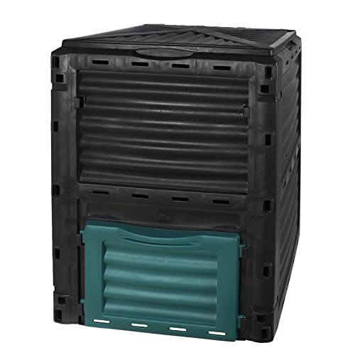 Outdoor Garden Composting Bin 80 Gallons (300L) Large Compost Container Easy to Assemble and Large Capacity Fast Creation of Fertile Soil Black and Green