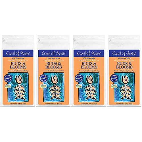 Coast of Maine OMRI Listed Fish Bone Meal Pack Organic Compost Potting Soil Blend for Container Gardens and Flower Pots 3 Pound Bag (4 Pack)